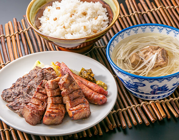 ランチ牛たん極太・牛ハラミ焼定食