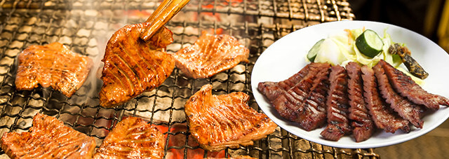 炭火でパリっと焼き上げた、昔ながらの牛たん定食。